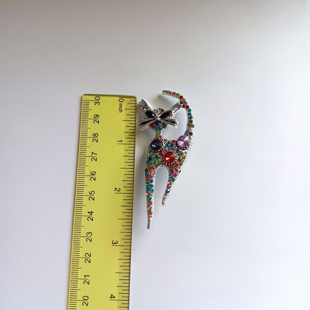 Multi-Color Cat Pin Brooch - Picture 4 of 7